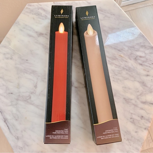 Luminara Other - Set of 2 Luminara Flameless Taper Candles in Burnt Orange and Irish Cream (Fall)
